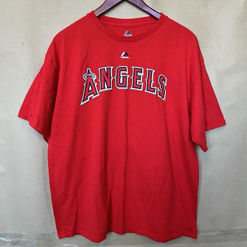 MIKE TROUT #27 Los Angeles Angels MLB Tshirt Adult XL Red Majestic Jersey